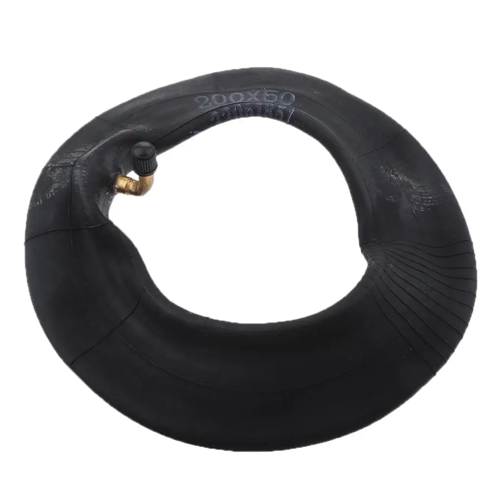 200 X 50 Tire Inner Tube with Bent Valve Stem Black Rubber for Pocket Bike Wheel and 8 Inch Scooter Replacement