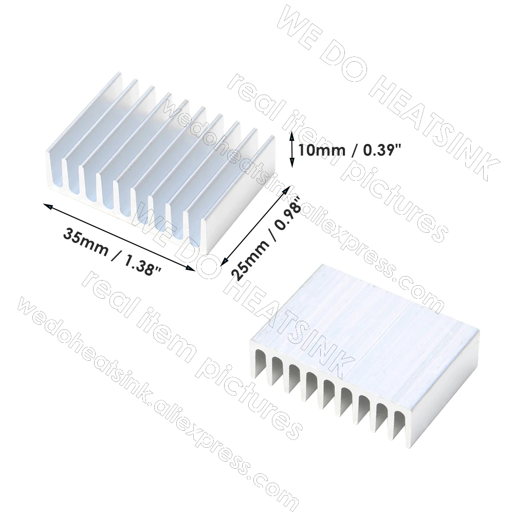 We Doen Heatsink 25X35X10Mm Zonder Of Met Thermische Tape Zilver Heatsink Aluminium Koeler Radiator Koeling voor DIP40 DIP28