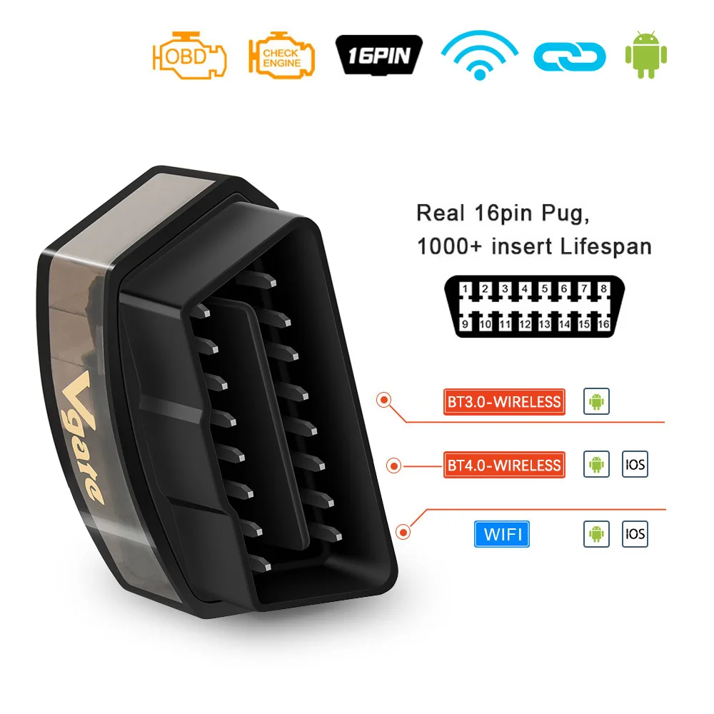 iCar Pro WIFI Bluetooth 4.0 of 3.0 OBD2 Code Reader OBDII Auto Diagnose Gereedschap voor iOS/Android