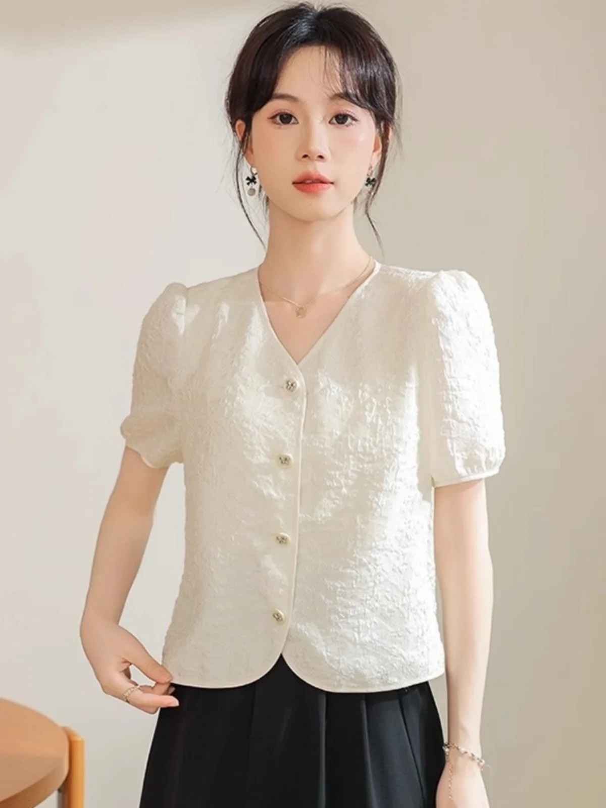 

Новый китайский шифоновый кардиган с коротким рукавом для женщин, летний, 2026, универсальный топ, маленький размер