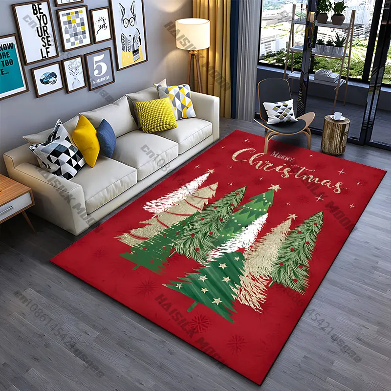 Festive Christmas trees celebration carpet Yoga living room room decor children's crawling mat doormat area rug games mat