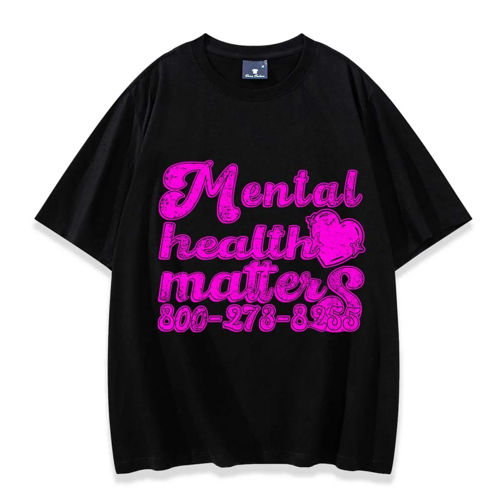الصحة العقلية المسائل المحملة الصحة العقلية المسائل قميص الرجال النساء قصيرة الأكمام الشارع الشهير تي شيرت مضحك النساء تيز Y2K الملابس