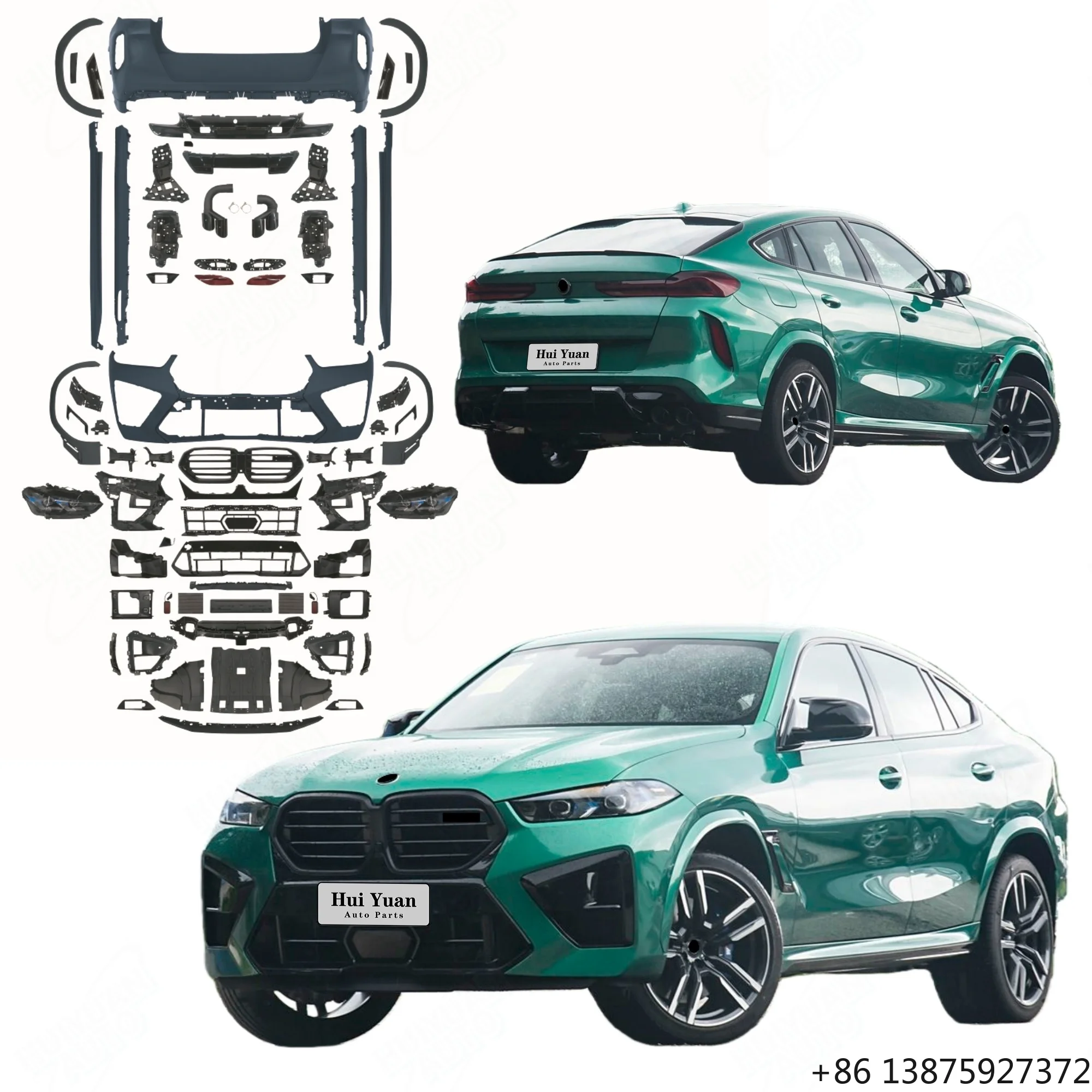 New Design Body Kit for X6 G06 Upgrade to F96 LCI X6M Front Rear Bumper Headlight Wheel Arch Grille Diffuser Pipe