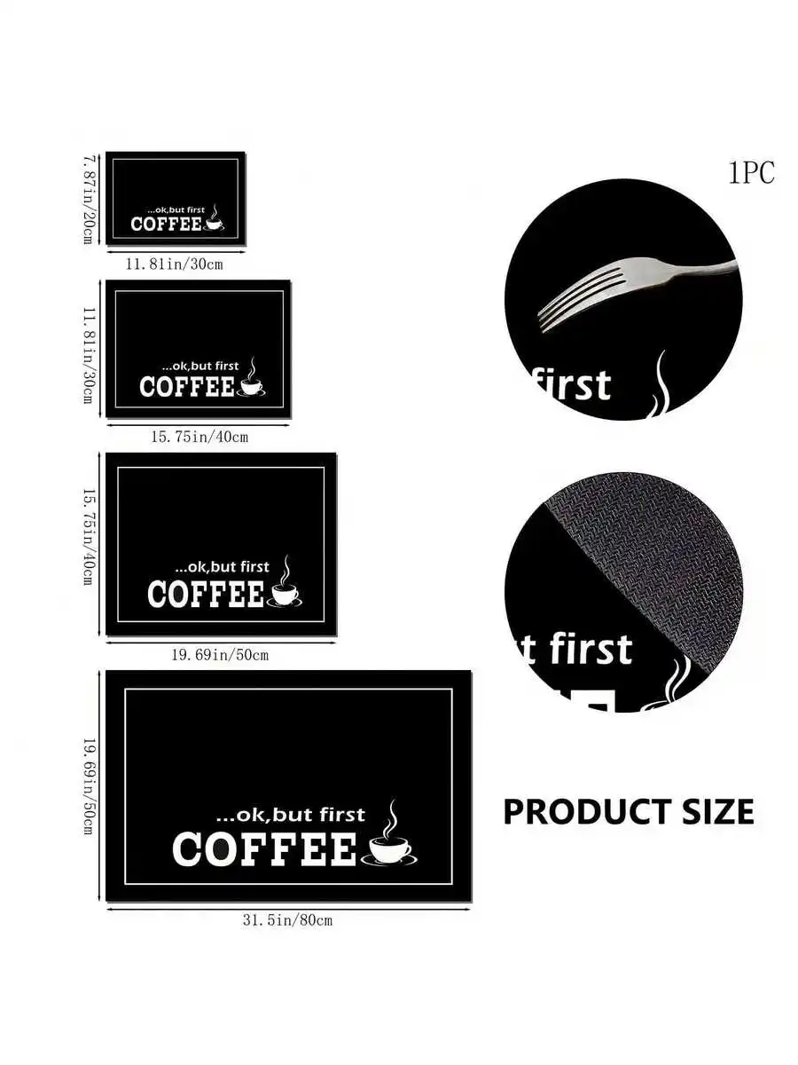 Coffee Print Waterproof Dish Drying Mat Super Absorbent Anti-Slip Kitchen Mat