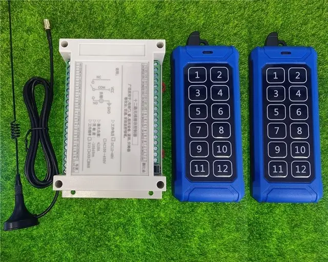 433MHZ Industriële RF Draadloze Afstandsbediening Schakelaar DC 12V-48V 12CH Relais Ontvanger voor Verlichting boerderij Smart Home Power Control