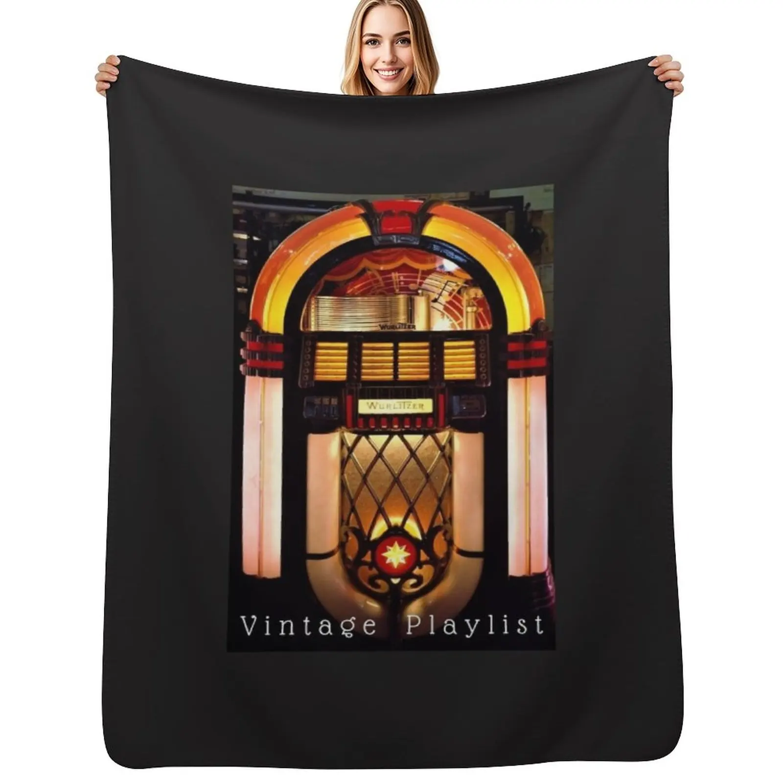 Wurlitzer Jukebox, King of the Jukeboxes, Vintage Playlist Throw Blanket Decorative Soft Throw Blanket for Couch Sofa
