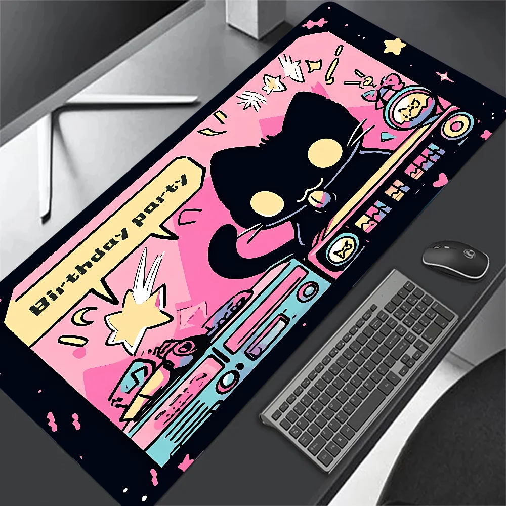 Black Cat Clouds Fast Delivery Keyboard Pad Lock Edge Extended Mousepad Kawaii Pink Purple Office Desktop Protection Pad Xxl Rug