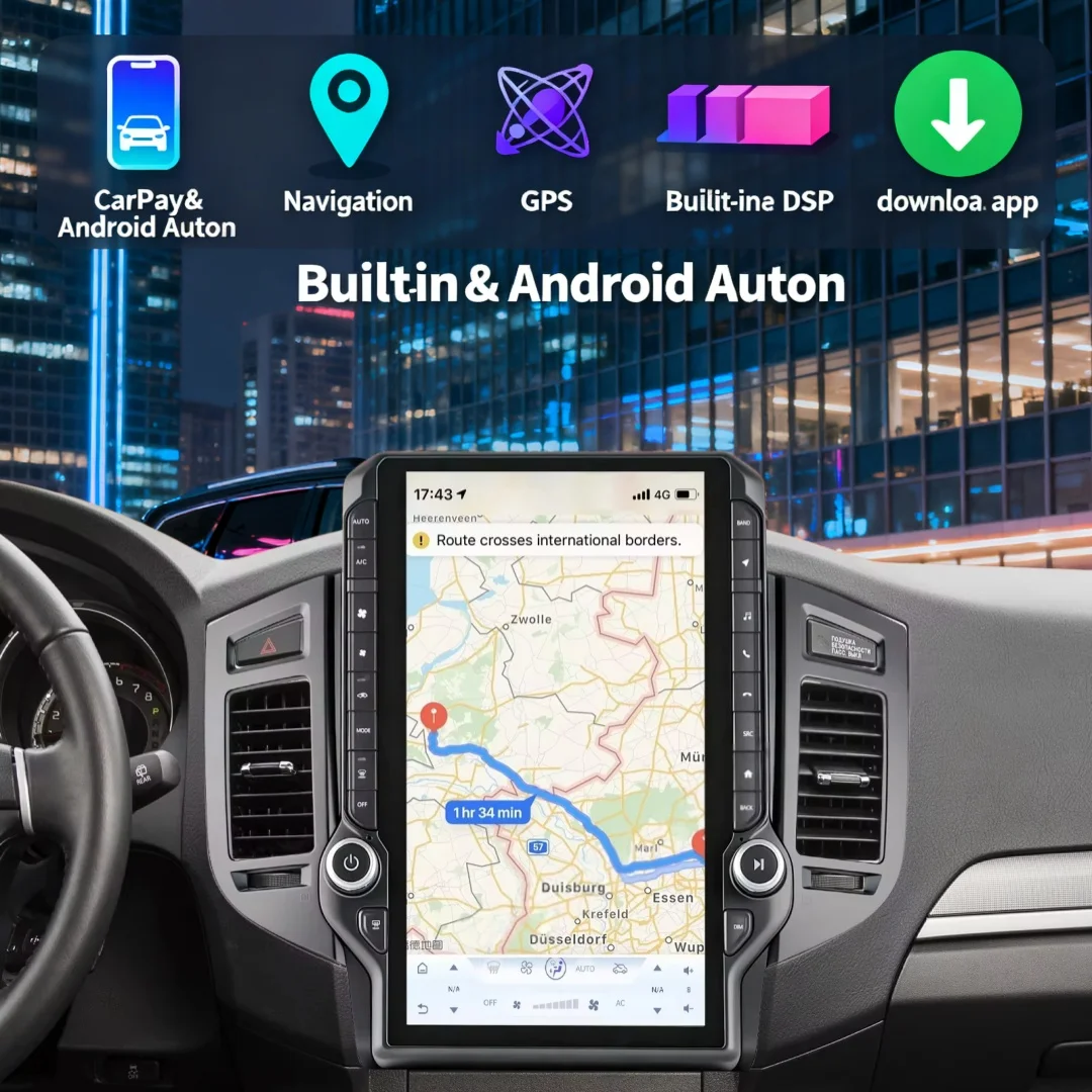 

14,5-дюймовый сенсорный экран для Mitsubishi Pajero V73/93/97 2007-2020, беспроводной CarPlay, автомобильная мультимедийная система Android 13.0, GPS-навигация, головное устройство