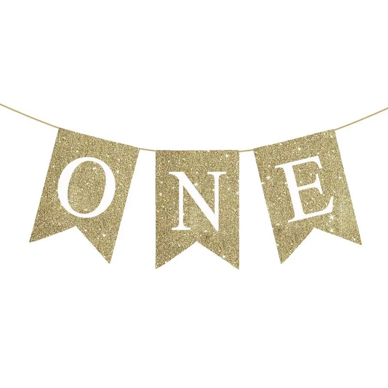 Baby First Birthday Chair Banner Burlap ONE Garland Boy Girl One Year Old Birthday Party Decoration Favors Photo Props Supplies — zdjęcie 6