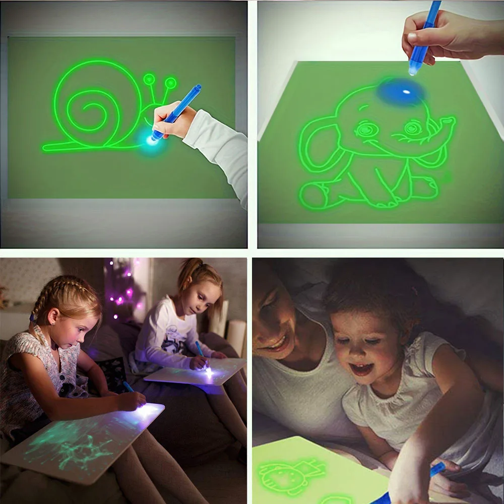 A4 매직 발광 드로잉 보드 조기 교육 장난감, 종이 없는 DIY 페인트, 소년 소녀용 생일 크리스마스 선물 