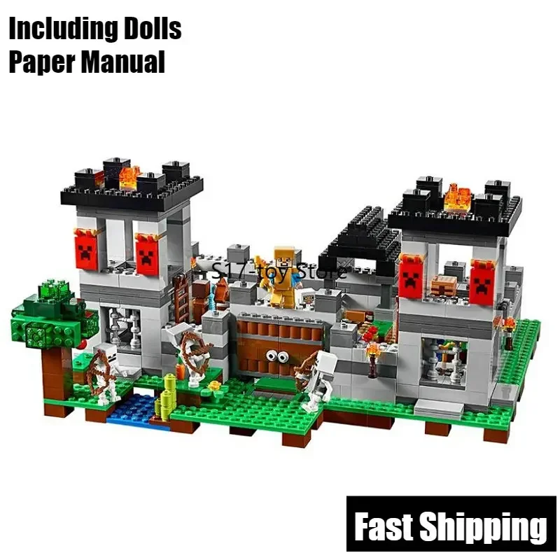 990 pièces la Forteresse Steve squelettes mon monde Mine ensembles bloc de construction avec figurines d'action briques jouets pour enfants 21127