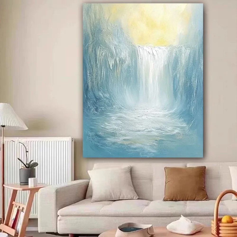 

100% hand drawn blue abstract oil painting original wall painting home living room decoration paint interior aesthetics