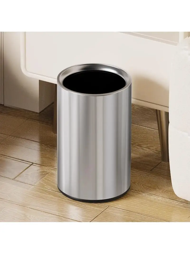 

Большое двухслойное мусорное ведро из нержавеющей стали для дома, офиса, кухни, ванной комнаты, простой дизайн, роскошный стиль