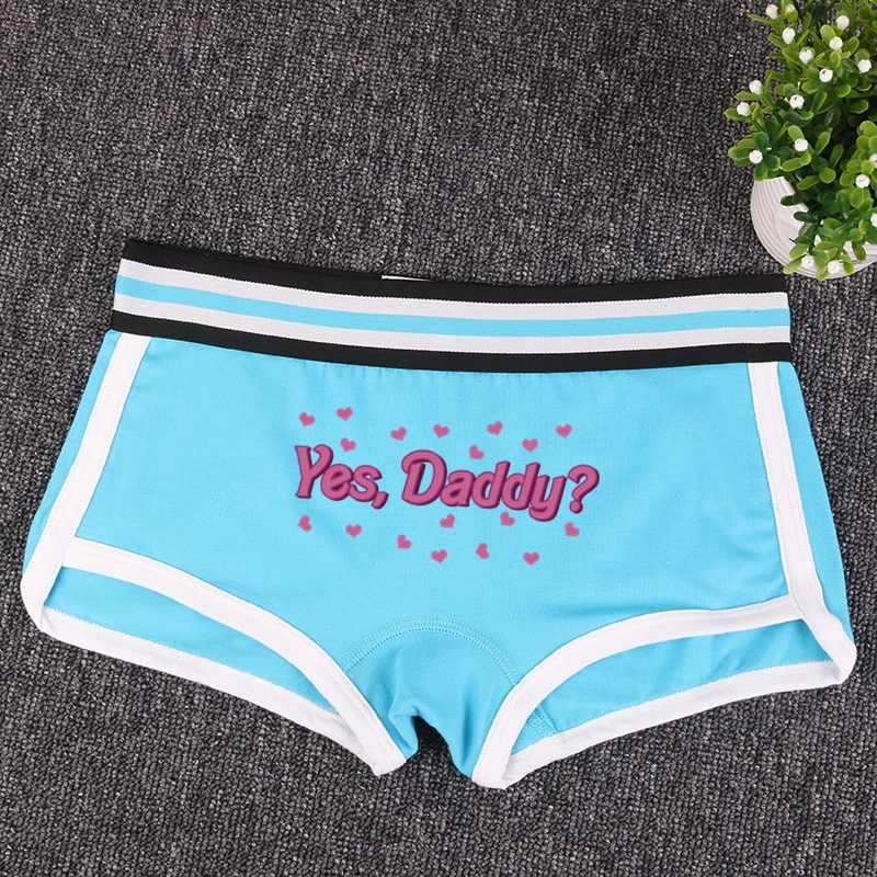 YES DADDY Female Cotton Panties Sexy Print Boyshort for Women Hot Panties Girls Cotton Sexy Underwear Comfortable Short for Lady