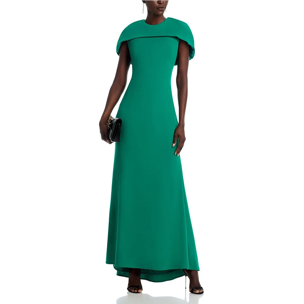 

Modern Green Women's Evening Gown Mermaid Floor Length Formal Party Dress Cap Sleeves Saudi Dress Sleeveless Prom Dress