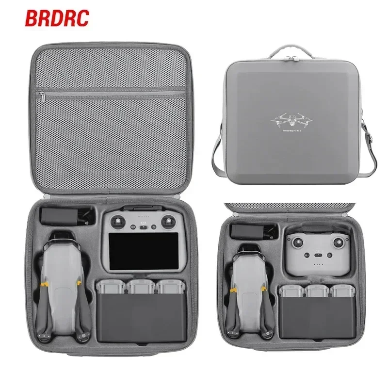 Drone PartsBRDRC Storage Bag For Air 3/Air 3S Drone Integrated Carrying Case Handbag Travel PU Suitcase Shoulder Strap RC 2 Acce