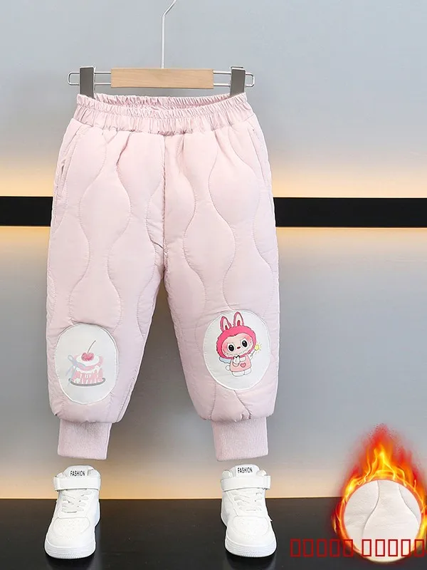 

Утепленные хлопковые зимние брюки для девочек с высокой талией, длинные, теплые, повседневные, модные детские зимние штаны