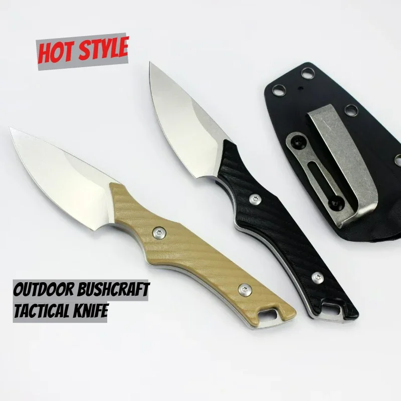 Cuchillos multiherramienta GT0194 edc, cuchillo de hoja fija de acero 14C28N con funda K, cuchillo táctico de lino G10 para exteriores