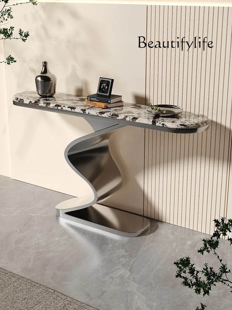 Nl Entry Entry Entrance Cabinet Modern Italian Villa High-end Luxury Stone Living Room Partition Cabinet Strip View Table