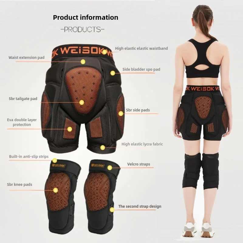 Ski Protective Gear Built-in Hip Knee Protection Set Single Board Double Board Anti Fall Butt Pad Adult Men Women Equipment