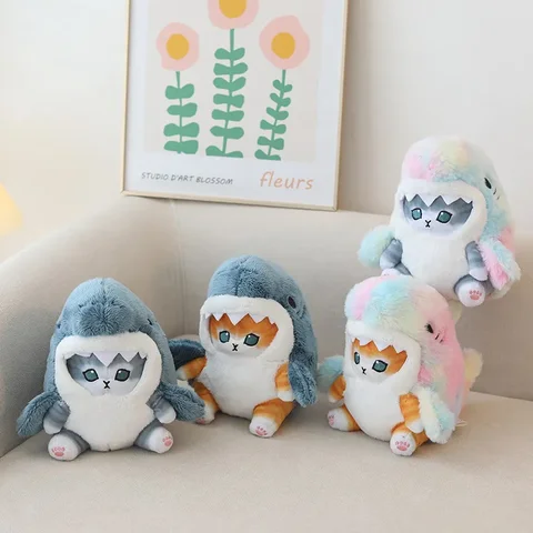 Мягкая игрушка Kawaii Кот-акула - Уютный компаньон для детей и взрослых — изображение товара