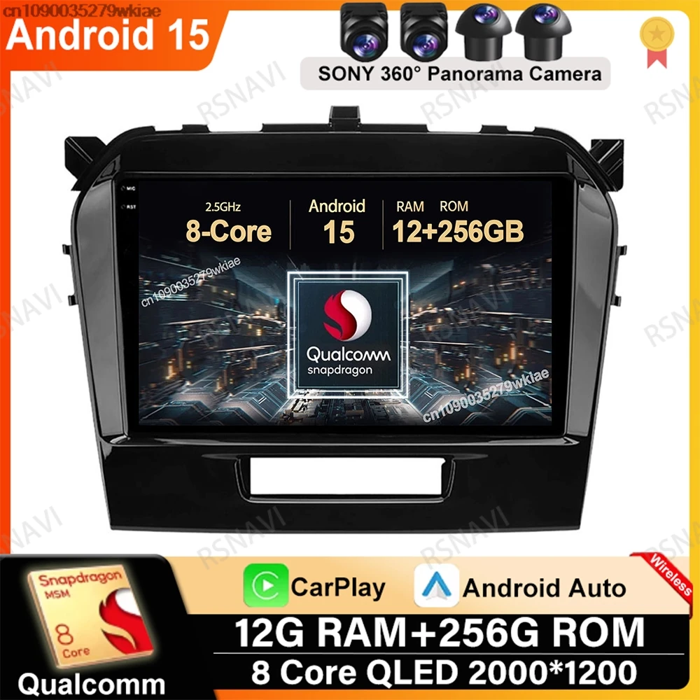 

Andoird 15 Car Radio For Suzuki Vitara 2017 2018 2019 2020 BT Stereo Qualcomm Head Unit 5G WIFI DVD 4G LTE Wireless Carplay Auto