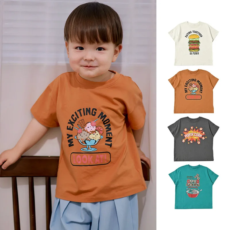 

RomperDew Baby Short-sleeved Summer Children's Printed T-shirt Casual Baby Cotton Cartoon Tops Organic Cotton Baby Clothes