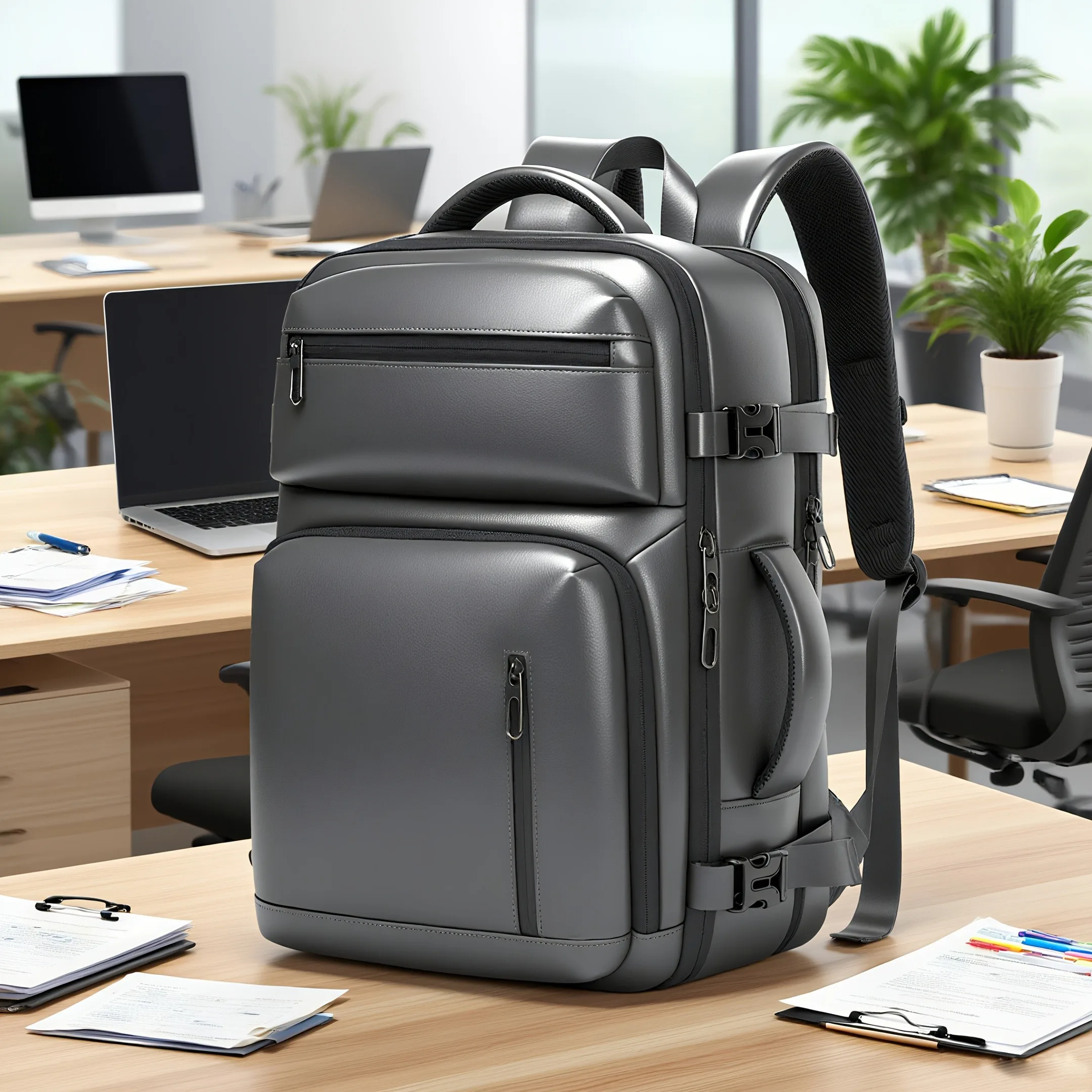 Men's anti-theft expandable backpack - Large-capacity laptop bag, expandable design, multiple compartments and zipper pockets, t