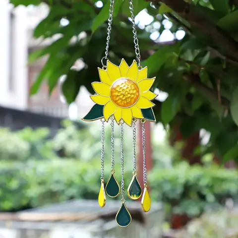 1 पीस जिंक मिश्र धातु विंड चाइम सूरजमुखी गार्डन हैंगिंग सजावट बालकनी बेडरूम आउटडोर उपहार ध्वनि आभूषण जिंक मिश्र धातु विंड चाइम 10 best sales पवन झंकार - №1