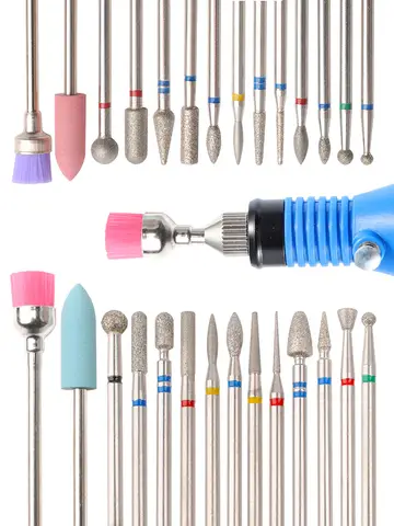 14pcs/set Nail Drill Machine Bit Nail Gel Removal Polishing Tools Pedicure Manicure Rotary Grinding  Buffer Polisher