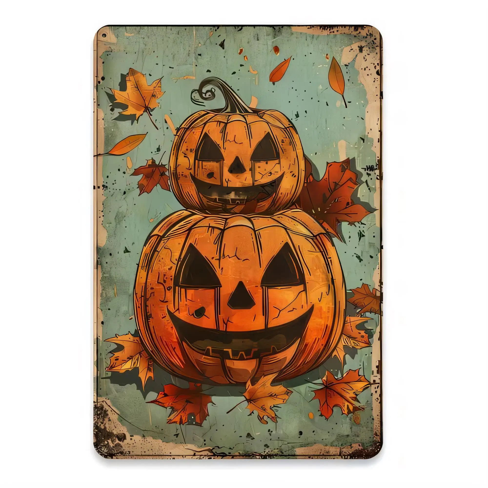 Tin Sign Halloween Pumpkin Jack O Lantern Vintage Metal Plaque Art Wall Decor Retro Party Bar Pub Home Sign   Gift