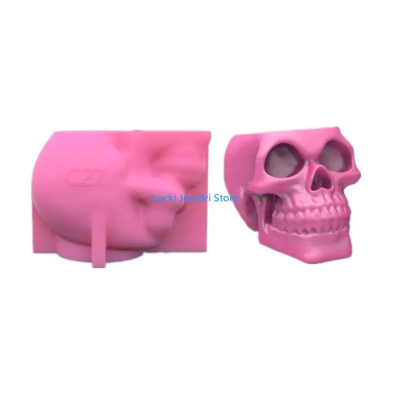 

193E Skull Flowerpot Epoxy Resin Mold Plant Pot Concrete Plaster Silicone Mould