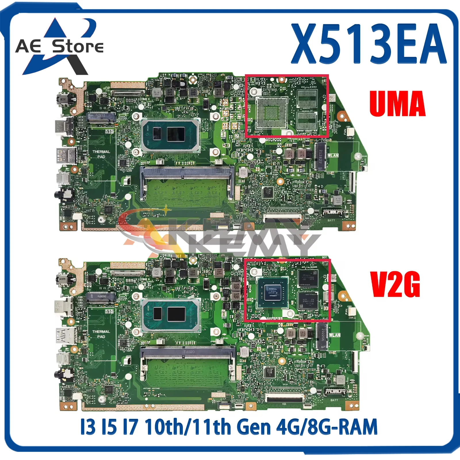 

AE X513EA Mainboard For ASUS X513EQ X513EP R513E K513E F513E A513E Laptop Motherboard CPU I3 I5 I7 10th/11th Gen 4G/8G-RAM