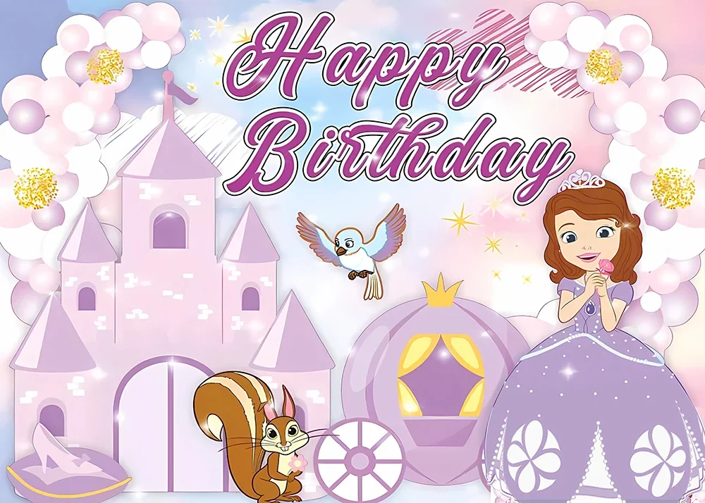 Princess Sofia Birthday Party Decoration Banner Photography Background Customized Shower Backdrops for Photo Studio