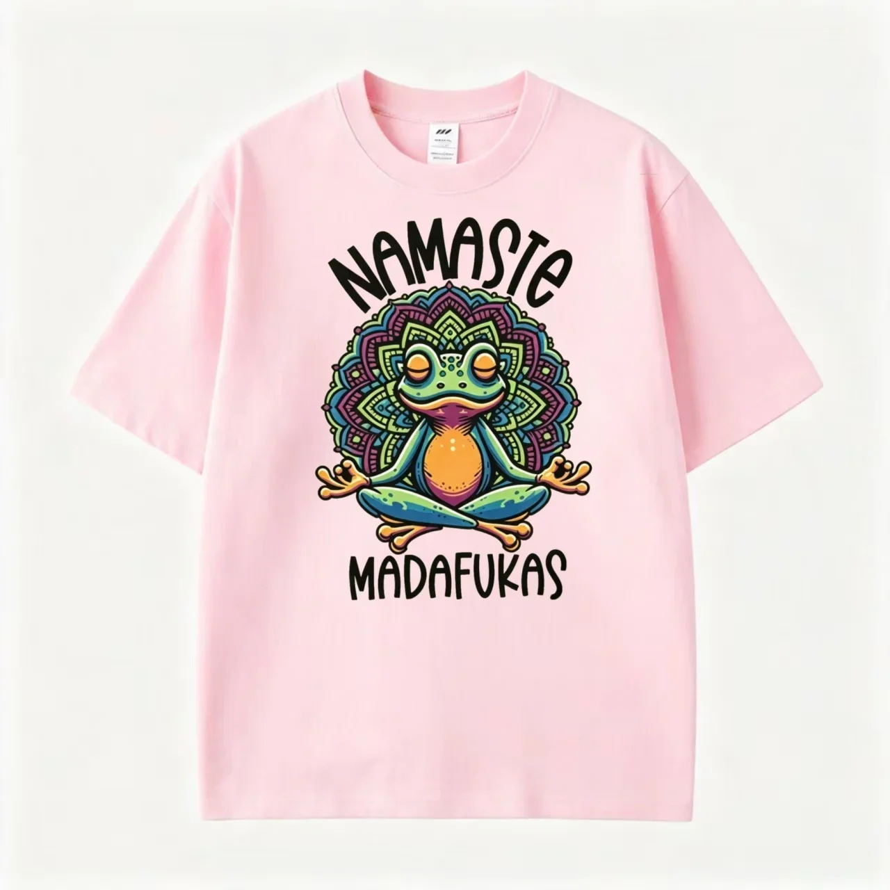 Namaste Madafukas Meditation Frog Retro Mandala Graphic T‑Shirt Funny Yoga Casual Streetwear Tee For Men Women