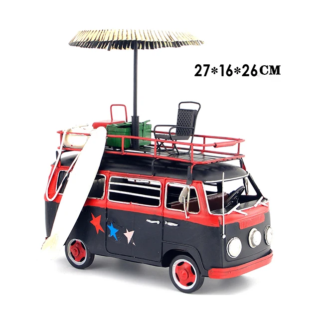 High Quality Iron Decoration  Bus Vintage Touring Car Crafts Desktop Decoration Creative Soft Decoration