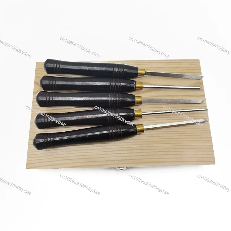 5Pcs HSS Lathe Chisel Set Woodworking Turning Tool Set HSS High Speed Steel Semicircle Knife Hand-Held Wooden Turning Tool