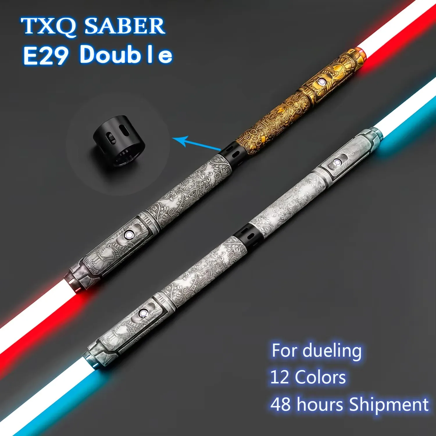 TXQSABER RGB Pixel heavy dueling laser sword Smooth Swing Metal Handle lightsaber Cosplay FOC jedi sword 12 Colors foc dueling