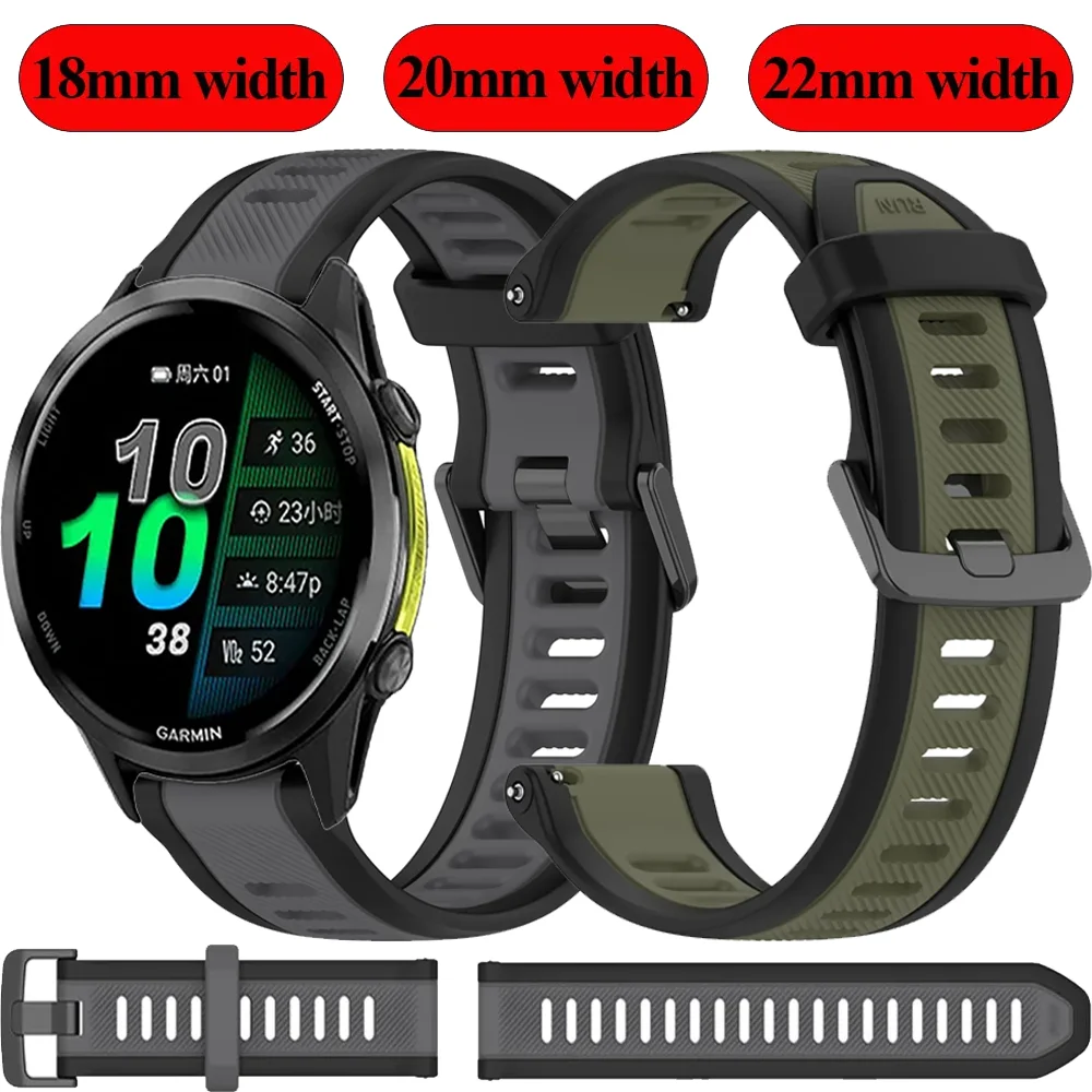 18/20/22mm Silikonarmband für Garmin Forerunner 570 970 165 265 55 965/Active 6-5 Atmungsaktives Band für Garmin Venu 4/3 Sportarmband