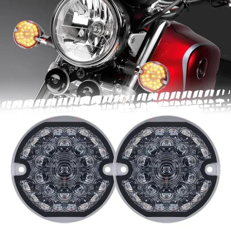 

For Road King Electra Glide Ultra Classic 3 1/4 Inch LED 1157 Front/Rear Turn Signals Smoked Lens Brake Running Light