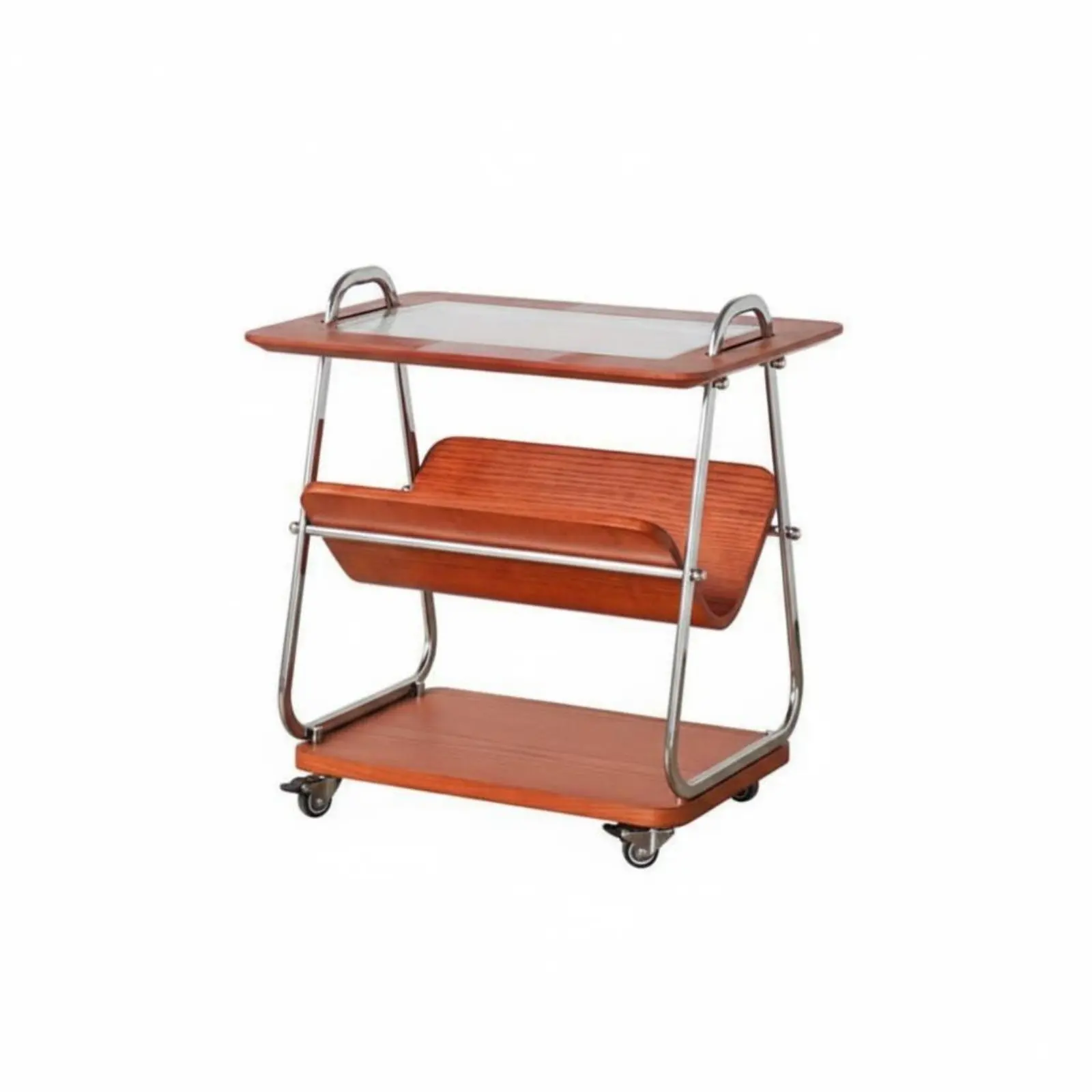 2-Tier Rolling Trolley Retro Design Side Table Movable with Casters Multifunctional for Homeowners, Living Room, Bedroom - view 5