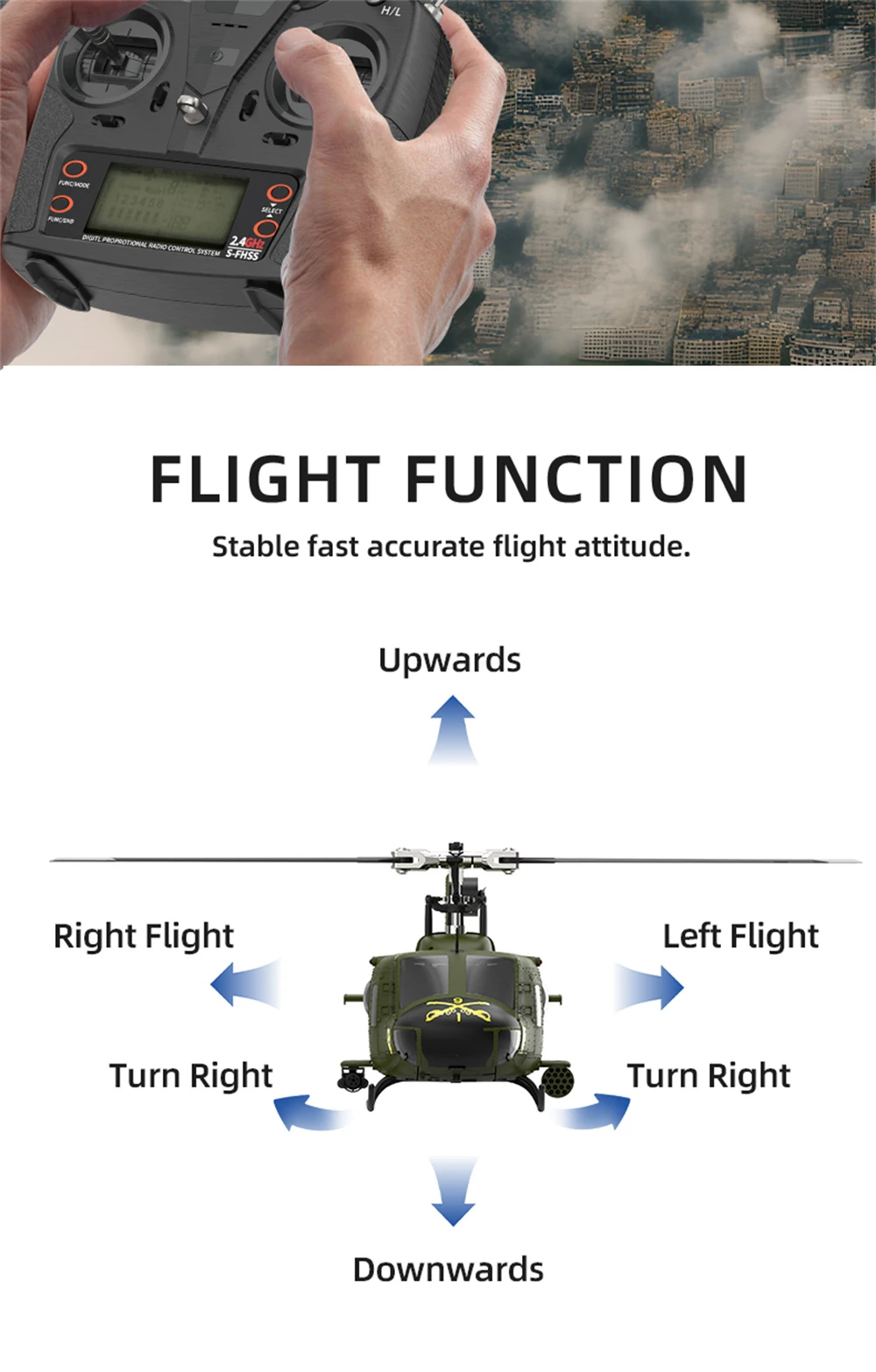 Eachine E190 PRO UH-1 6-Channel RC Helicopter Brushless Motor GPS