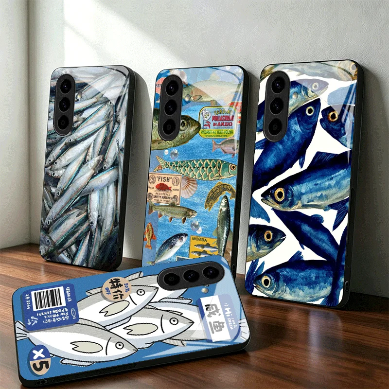 Discounted Salted Fish Glass Phone Case for Samsung A17 A16 A15 A14 A13 A57 A56 A55 A54 A53 A37 A36 A35 A34 A33 A27 A26 A25 A24