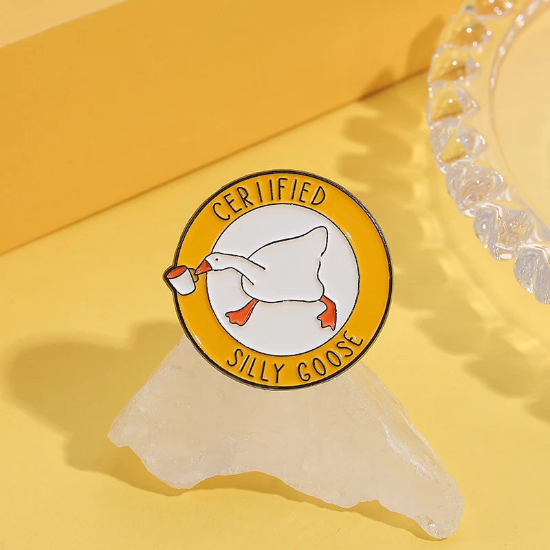 Silly Goose Juice Enamel Pins Honk Serious Goose Brooch Lapel Badge Accessories Cartoon Animal Jewelry Gift for Friends