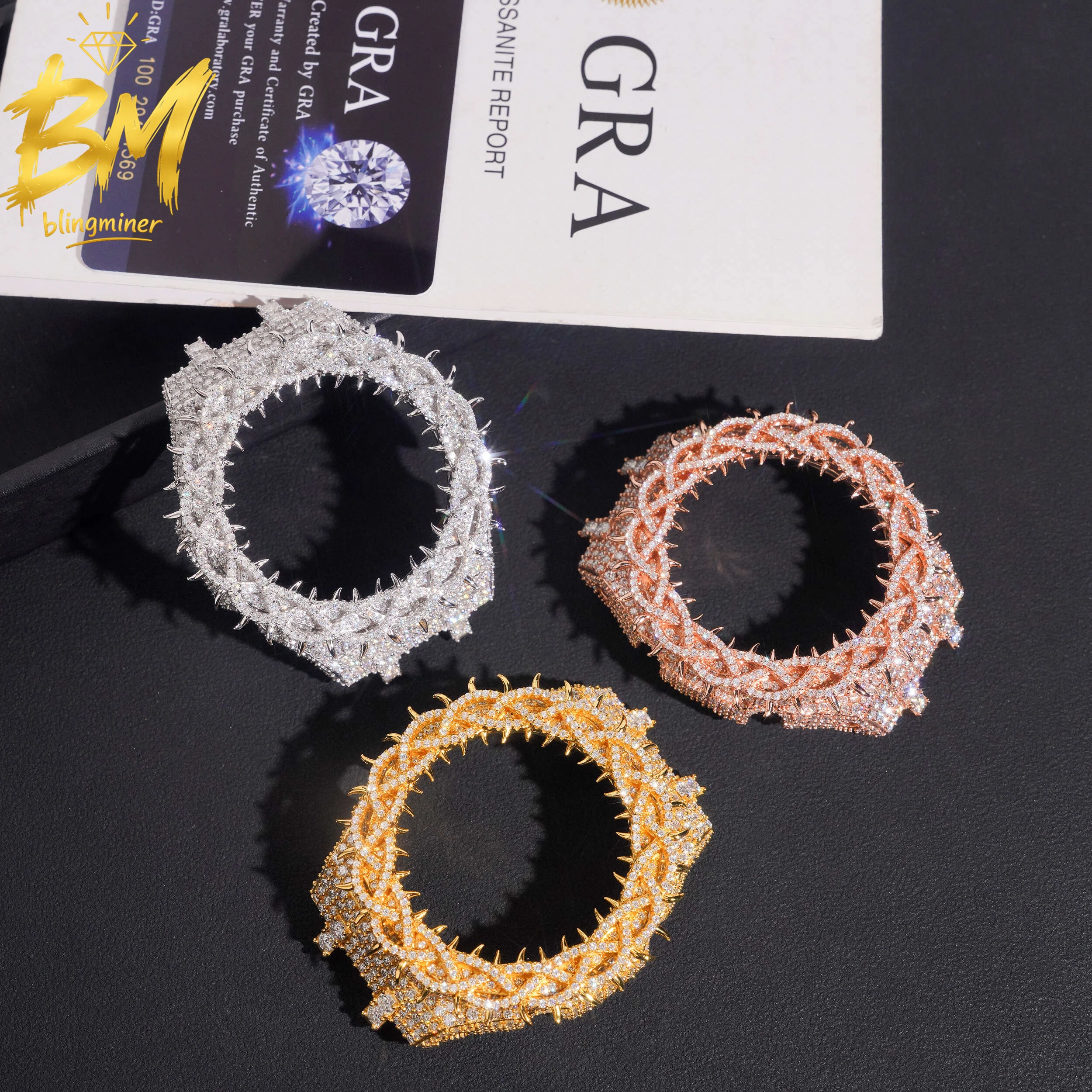 Blingminer CAS** GA2100 VVS Moissanite Watch Case  Brass Can Pass Diamonds Tester With GRA Wrist Diamonds Case Free Shipping
