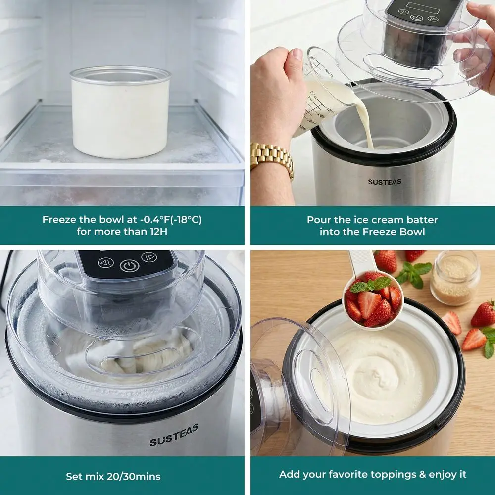 

Ice Cream Maker SingleServe Large Capacity DIY Flavors Perfect For Family Gatherings Friends Parties Snack Time 430 Stainless S