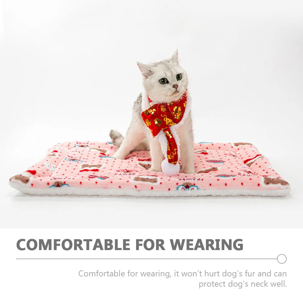 

Pet Collar Scarf Winter Accessories Small Dog Triangle Cotton New Year Joyous Kitten Decorative Puppies Chinese Elements Cat