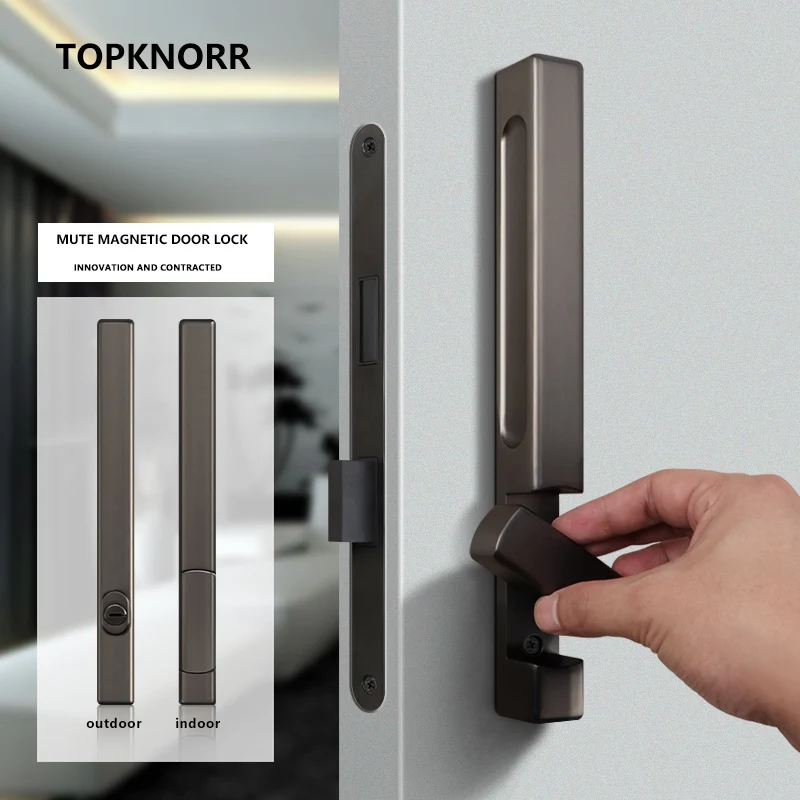 Topknorr-minimalista Fechadura Magnética Casa Interior Universal wc Quarto Preto Maçaneta de Madeira Mudo Quarto Door Lock