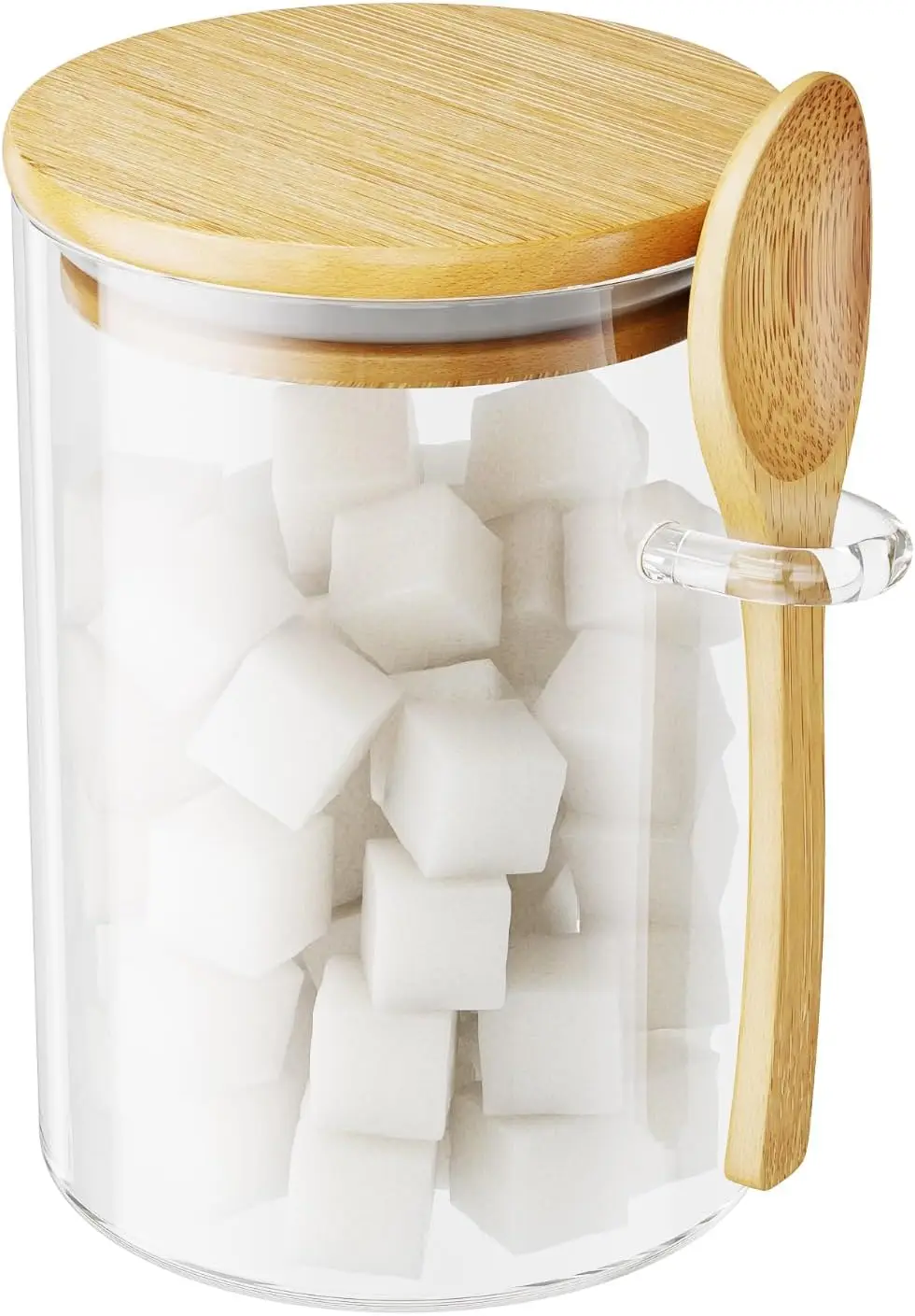 

15oz Glass Jar with Bamboo Lid & Spoon - Airtight Food Storage for Coffee, Sugar, Oats