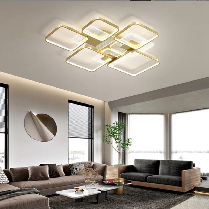 Personalidade nordic conduziu a luz de teto sala luxo lustre quarto jantar balck ouro iluminação interior com controle remoto